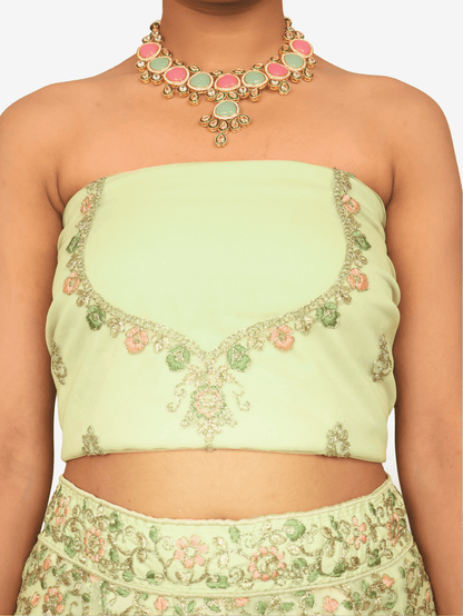 Semi - Stitched Lehenga with Embroidery & Zari Thread Work by Shreekama - UrbanNest Co