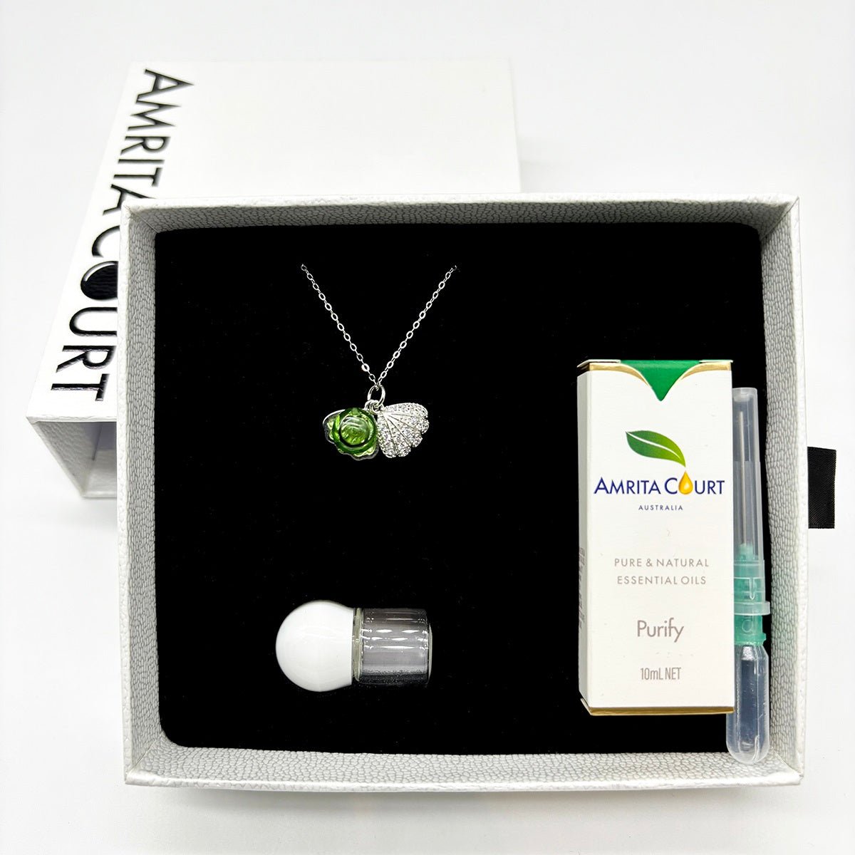 Diamond Shell Murano Aroma Necklace - Electric Lime | Energy & Healing | Diffuse on the go | Sterling Silver Gift - UrbanNest Co