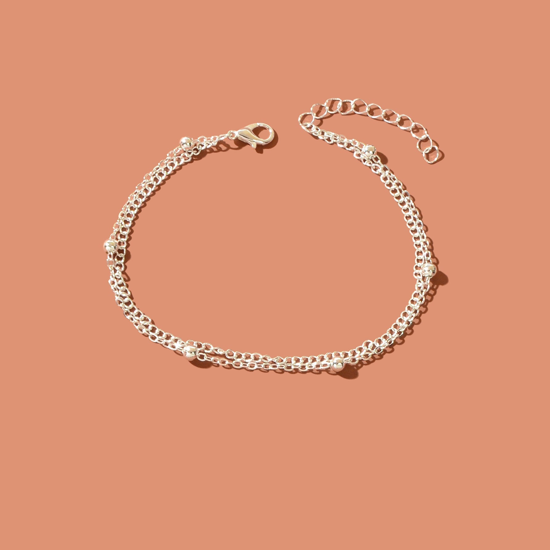 Beach Double layer Silver Bead Chain Anklet Bracelet Chic Dainty Foot Jewellery - UrbanNest Co