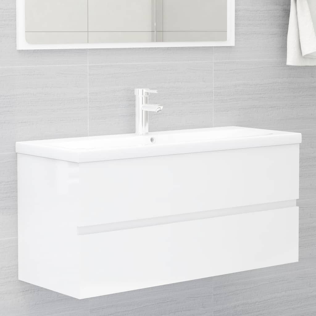 NNEVL 2 Piece Bathroom Furniture Set High Gloss White Chipboard - UrbanNest Co