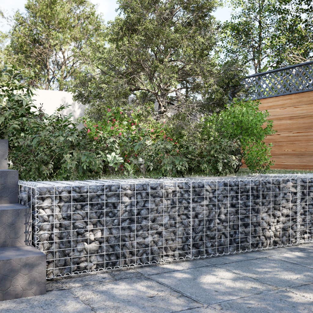 NNEVL Gabion Basket with Cover 200x50x50 cm Galvanised Iron - UrbanNest Co