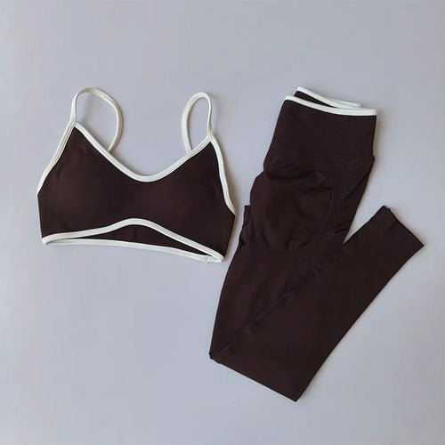 2PCS High Waisted Sports Bra Set with Contrasting Small Suspender - UrbanNest Co