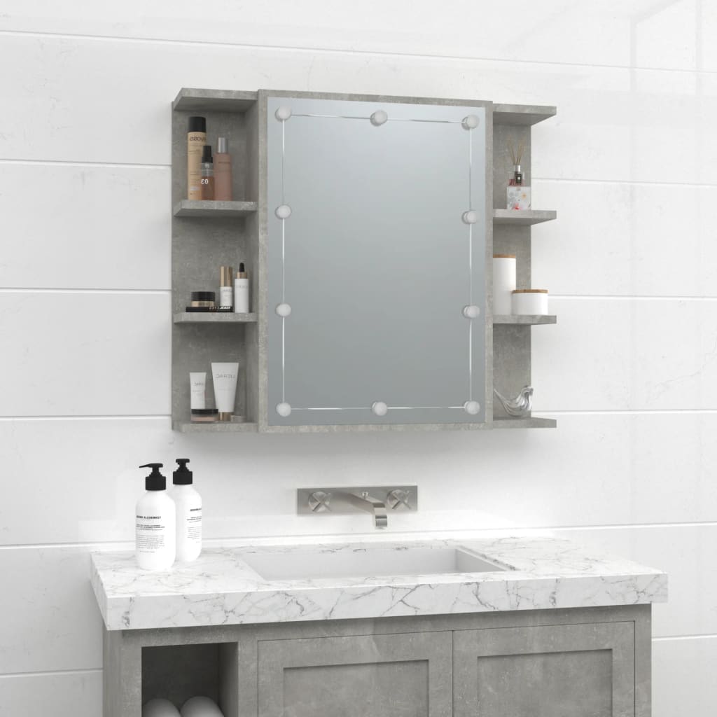 NNEVL Mirror Cabinet with LED Concrete Grey 70x16.5x60 cm - UrbanNest Co