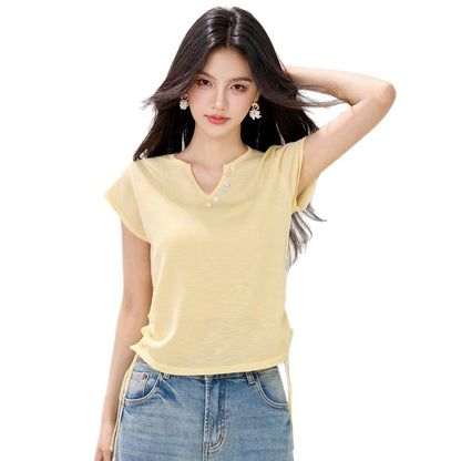 Lightweight drawstring knit sweater for women unique half - open collar top, fashion trend - UrbanNest Co