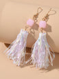 Ethnic Traditional Jewellery Pink Beads Rope Tassel Dangle Earrings for Women - UrbanNest Co