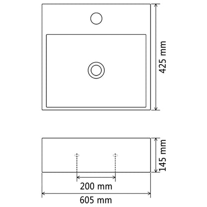 NNEVL Basin with Faucet Hole Ceramic White 60.5x42.5x14.5 cm - UrbanNest Co