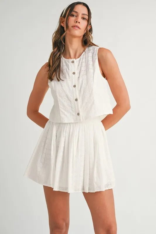 MABLE Eyelet Lace Top and Mini Skirt Set - UrbanNest Co