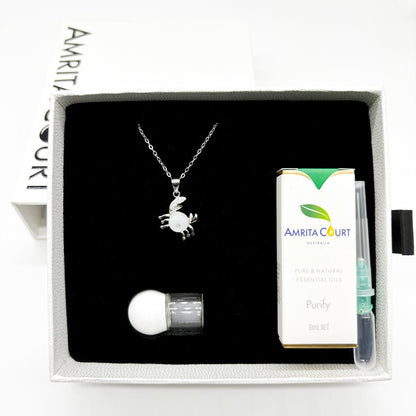 Sterling Silver Zodiac Aroma Necklace - Cancer June - July | Perfect Birthday Gift | Energy & Healing | Diffuse on the go - UrbanNest Co