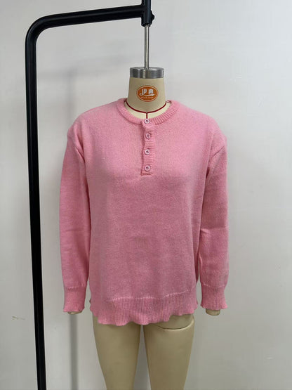 Woolen button V - neck women's sweater - UrbanNest Co