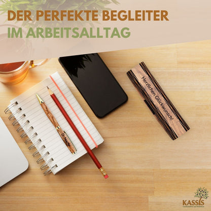 Kugelschreiber aus Olivenholz in Holzschachtel | Edles Schreibset als Geschenk für Büro, Geburtstag & Abschluss - UrbanNest Co