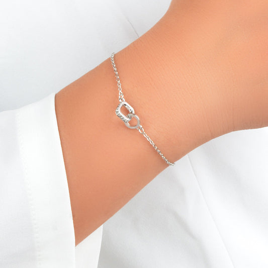 Trendy Jewelry Rhinestone Square Circle Silver Chain Bracelets for Wedding Party - UrbanNest Co