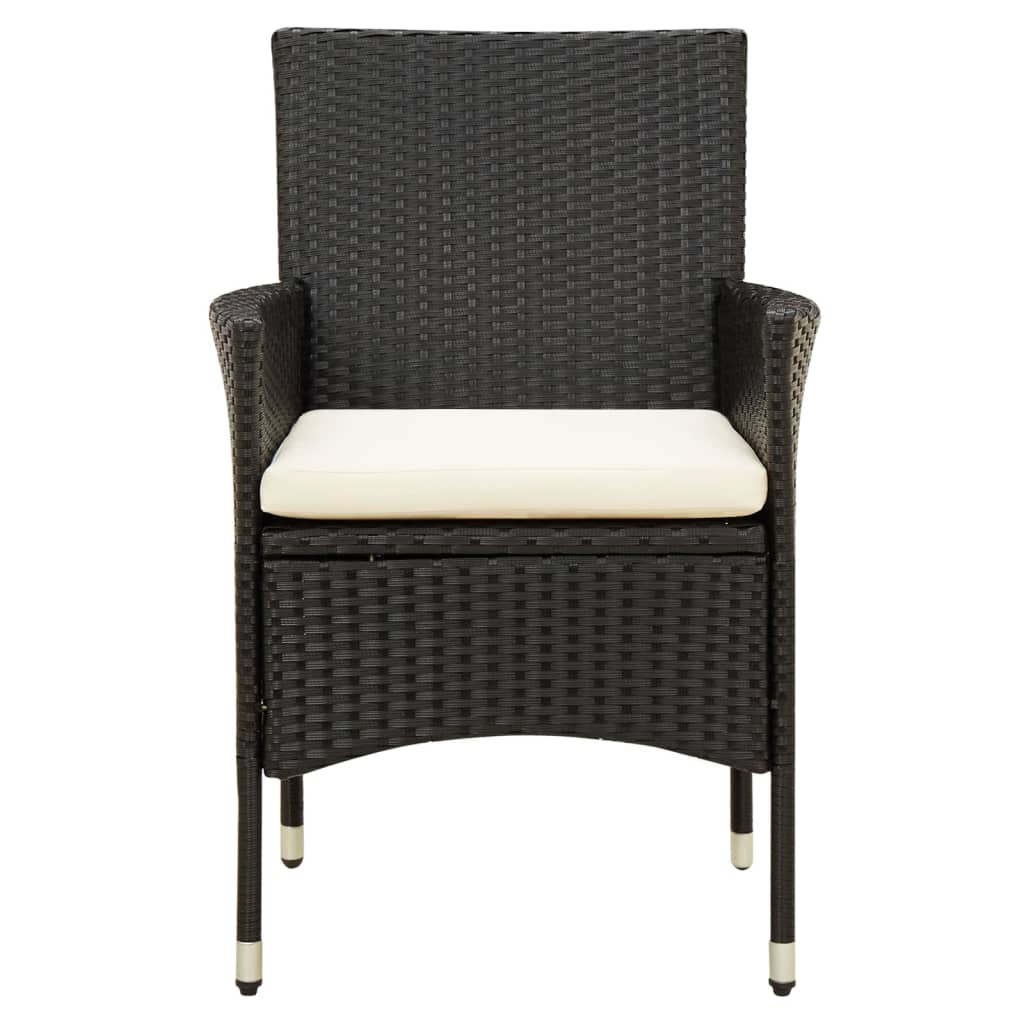 NNEVL 5 Piece Outdoor Dining Set with Cushions Poly Rattan Black - UrbanNest Co