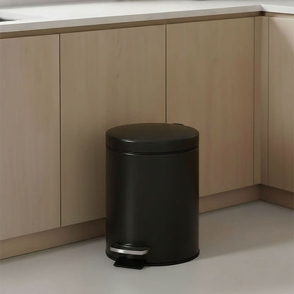 SOGA 2X Foot Pedal Stainless Steel Rubbish Recycling Garbage Waste Trash Bin Round 12L Black - UrbanNest Co
