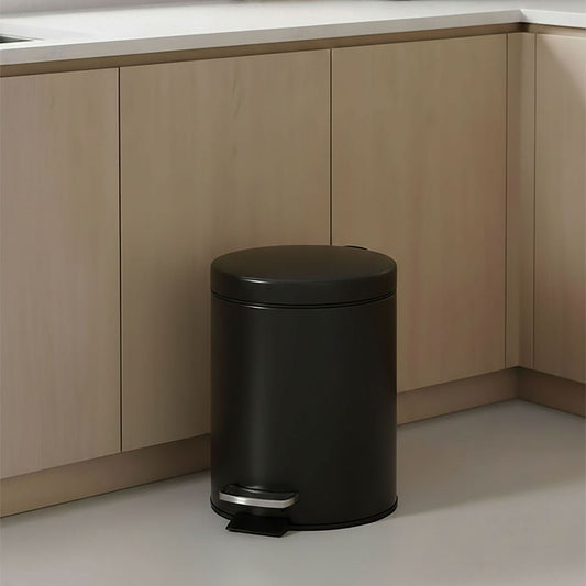 SOGA 2X Foot Pedal Stainless Steel Rubbish Recycling Garbage Waste Trash Bin Round 12L Black - UrbanNest Co