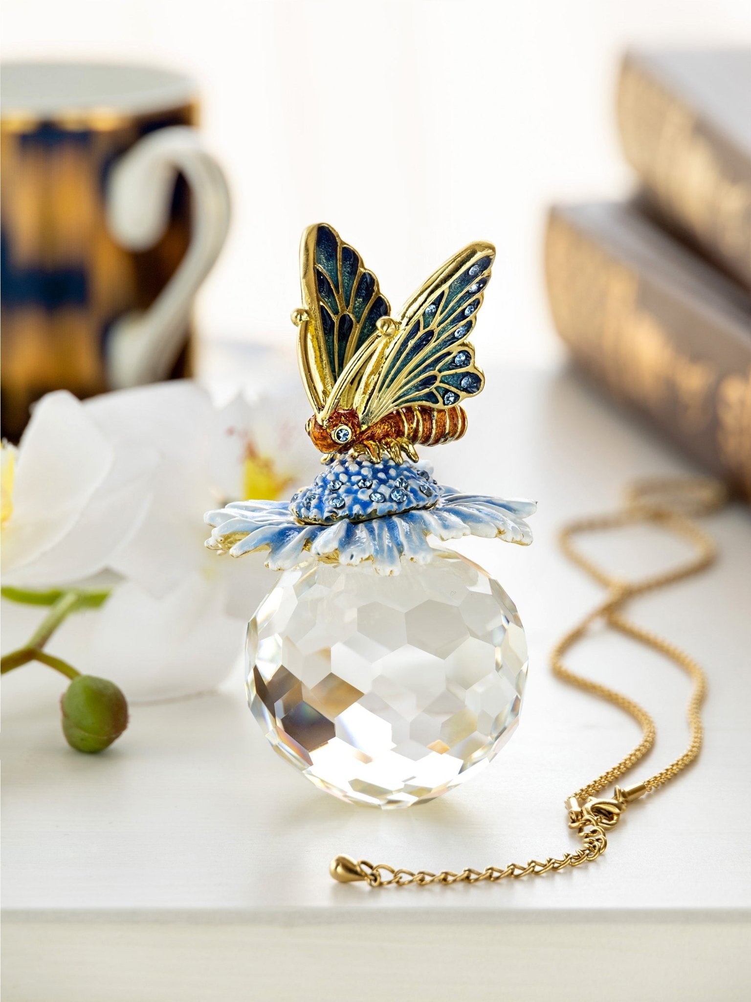 Butterfly sitting on Flower and Crystal - UrbanNest Co