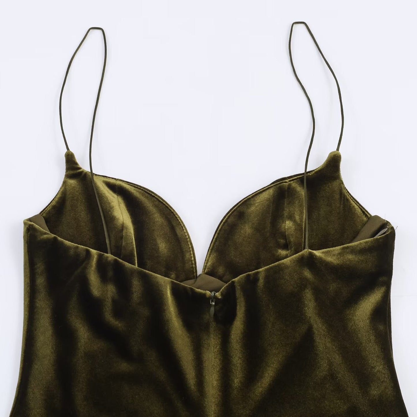 Simple solid color suspender velvet dress - UrbanNest Co