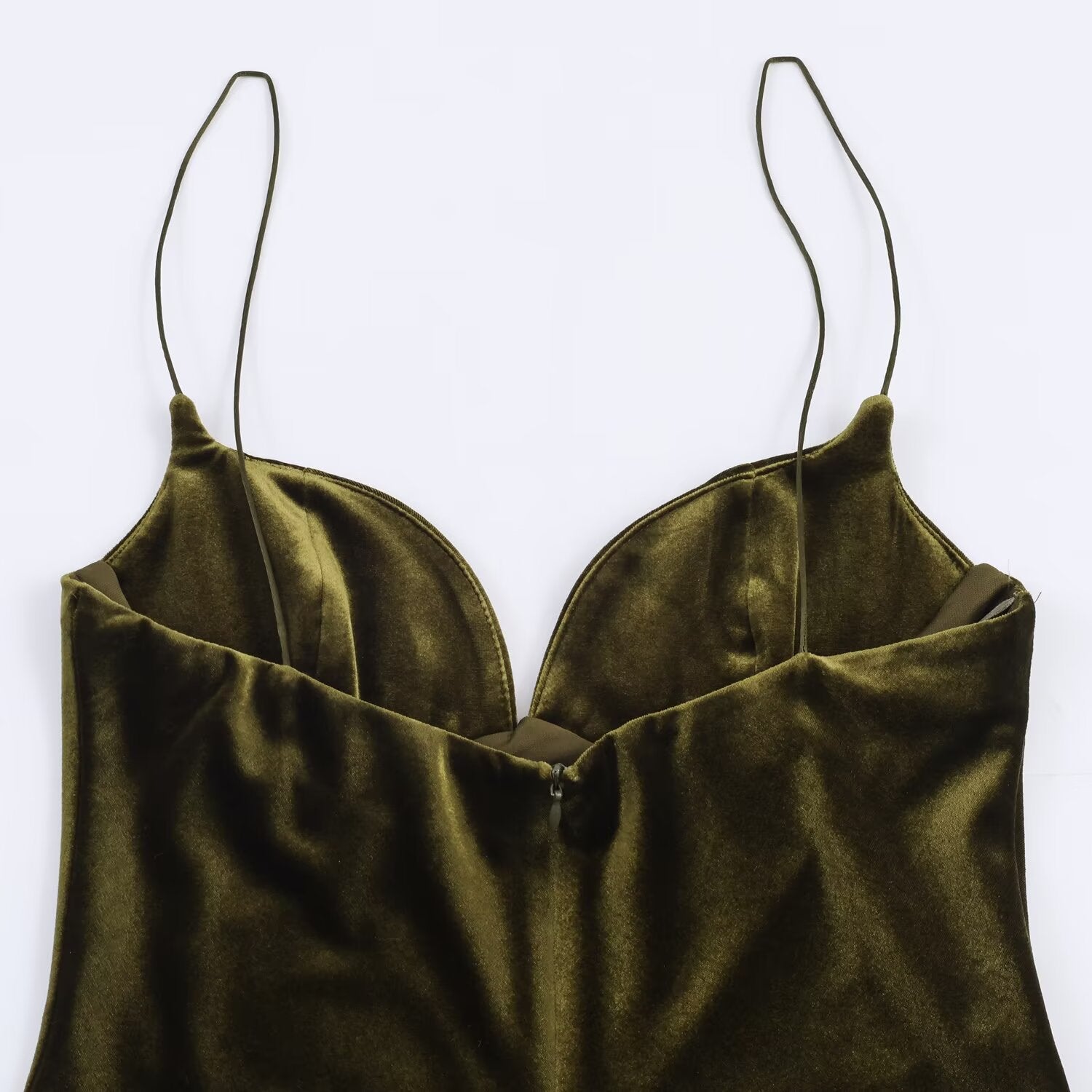 Simple solid color suspender velvet dress - UrbanNest Co