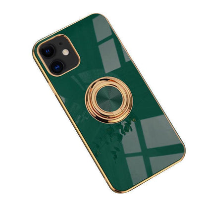 Dark Green Luxury Shockproof Silicone Ring Case Stand Cover for iPhone 14 13 12 Pro Max - UrbanNest Co