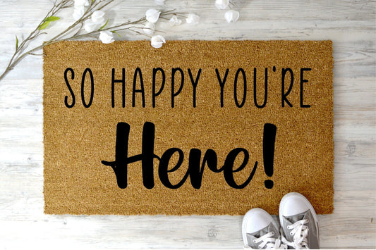 So Happy You're Here doormat - UrbanNest Co