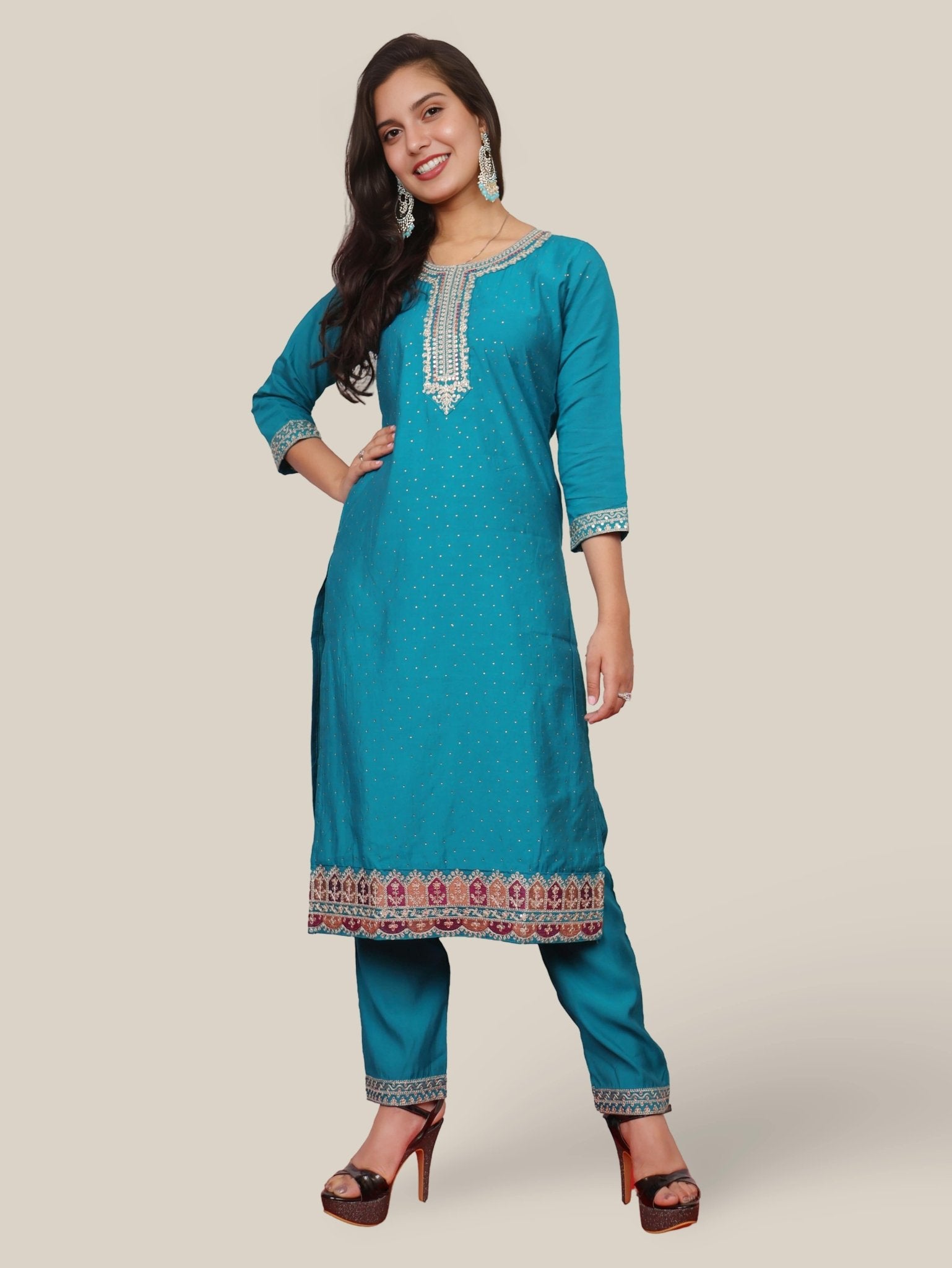 Woman Straight Suit Set with Pant - Dupatta - UrbanNest Co