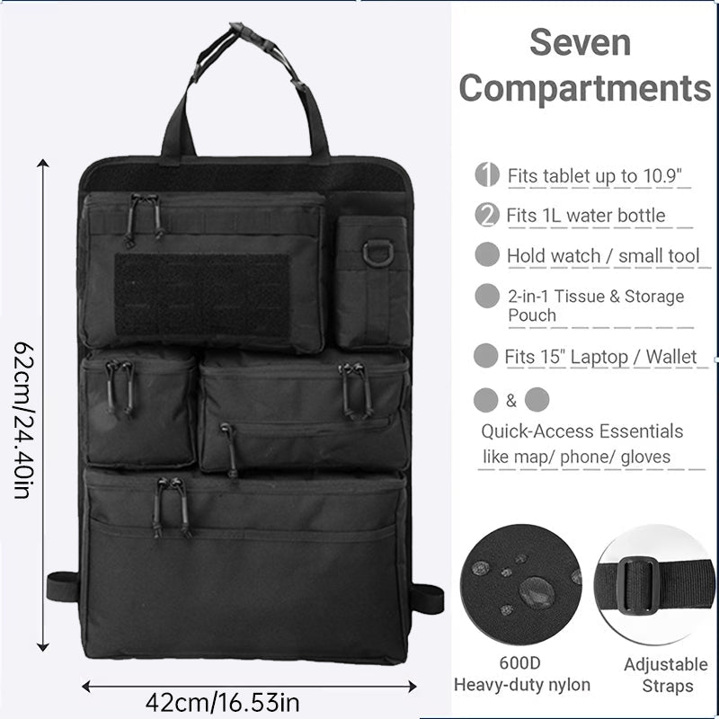 Tactical Car Seat Organizer - Universal Rear Seat Hanging Storage Bag, Multi - Purpose Travel Gear Organizer for SUV/Jeep/Van - UrbanNest Co