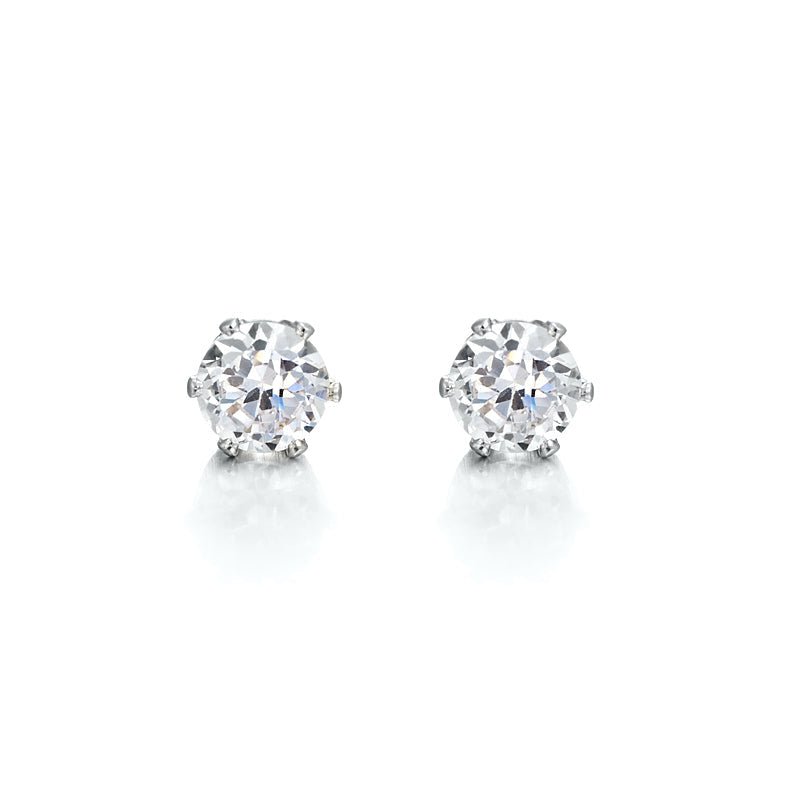 925 Sterling Silver Plated & Simulated Diamond Stud Earring - USA Made - UrbanNest Co