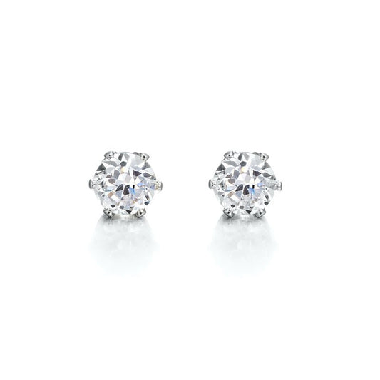 925 Sterling Silver Plated & Simulated Diamond Stud Earring - USA Made - UrbanNest Co