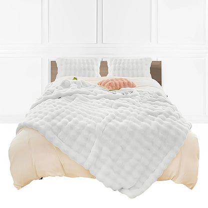 SOGA 160X200cm Throw Blanket White Double Layer Rabbit Fur Cozy Comfort with Stylish Decor - UrbanNest Co