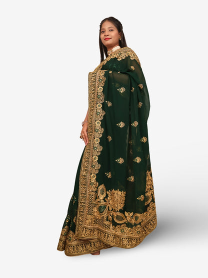 Designer Saree with Embroider & Zari Thread Work by Shreekama - UrbanNest Co