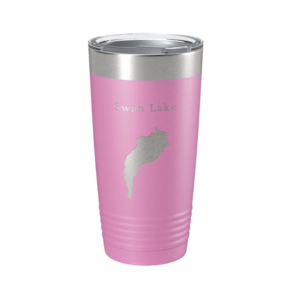 Swan Lake Map Tumbler Travel Mug Insulated Laser Engraved Coffee Cup Maine 20 oz - UrbanNest Co