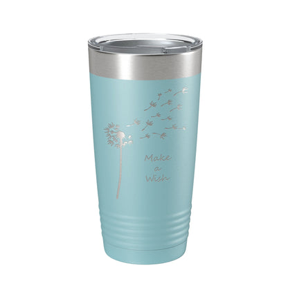Dandelion Make A Wish Tumbler Travel Mug Gift Mom Daughter Her Women Girls Insulated Laser Engraved Coffee Cup 20 oz - UrbanNest Co