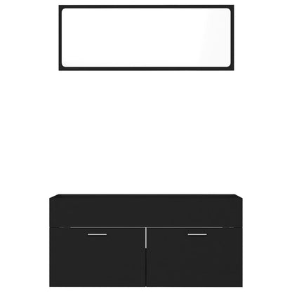 NNEVL 2 Piece Bathroom Furniture Set Black Chipboard - UrbanNest Co
