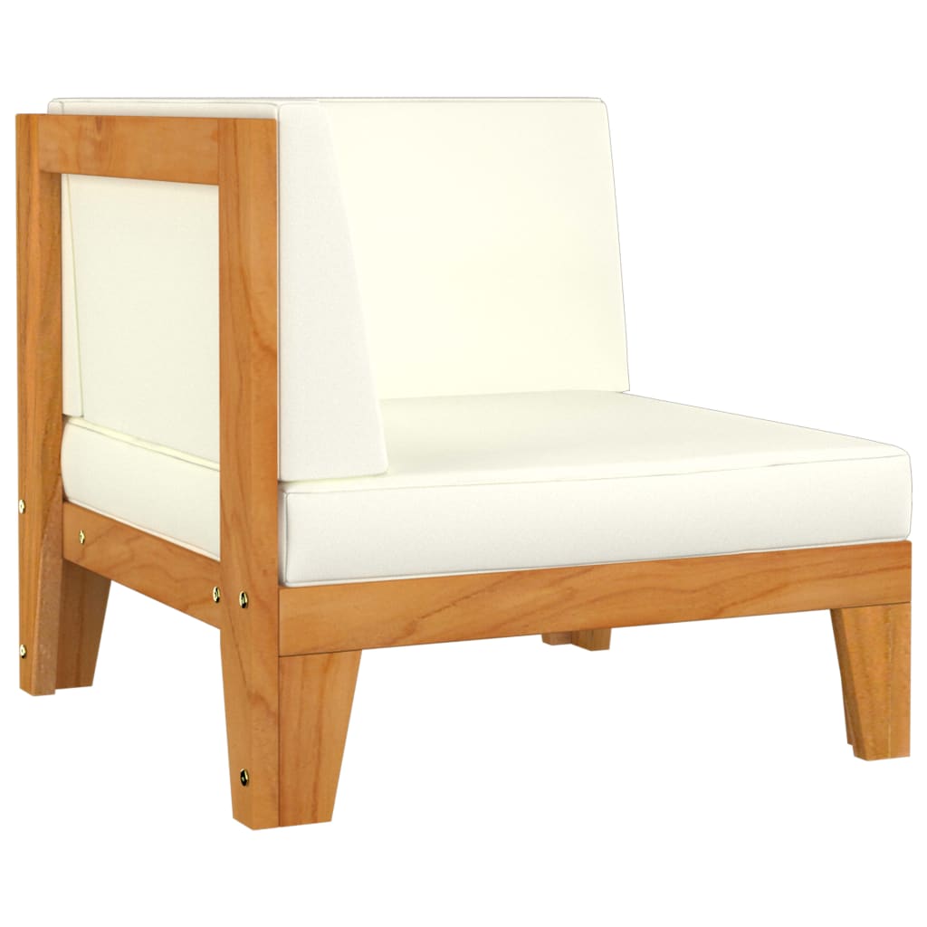 NNEVL 2 - Seater Sofa with Cream White Cushions Solid Acacia Wood - UrbanNest Co