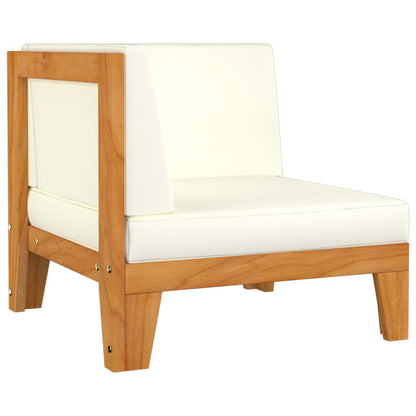 NNEVL 2 - Seater Sofa with Cream White Cushions Solid Acacia Wood - UrbanNest Co