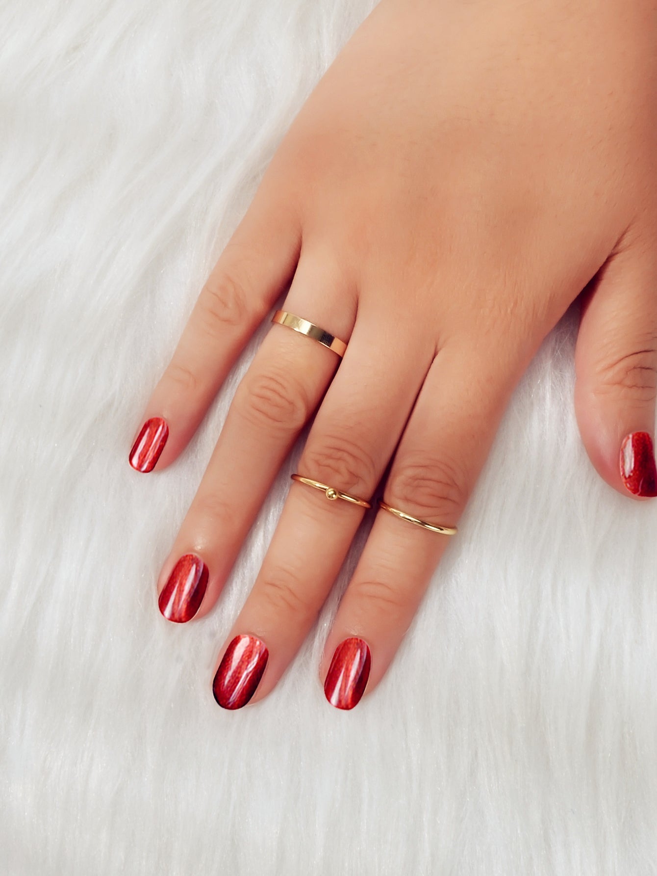 Stackable 3 pcs Gold Metal Minimalist Finger Ring set Multiple Rings Bulk Pack - UrbanNest Co