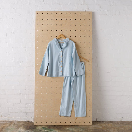 Flannelette Pyjama Set in Baby Blue - UrbanNest Co