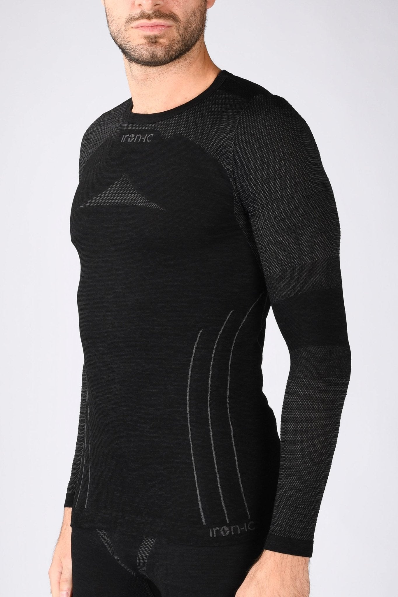4081446 IRON IC Man's Wool Long - sleeve Active Sports Wear Black - UrbanNest Co