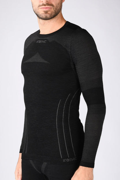 4081446 IRON IC Man's Wool Long - sleeve Active Sports Wear Black - UrbanNest Co