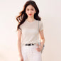 Semi - sheer Knitted Short Sleeve Round Neck T-Shirt for Women Lazy Minimalist Innerwear Top - UrbanNest Co