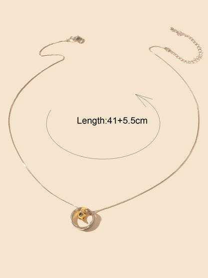 Trendy Designer Jewellery Silver Chain Gold Silver Circle Pendant Women Necklace - UrbanNest Co