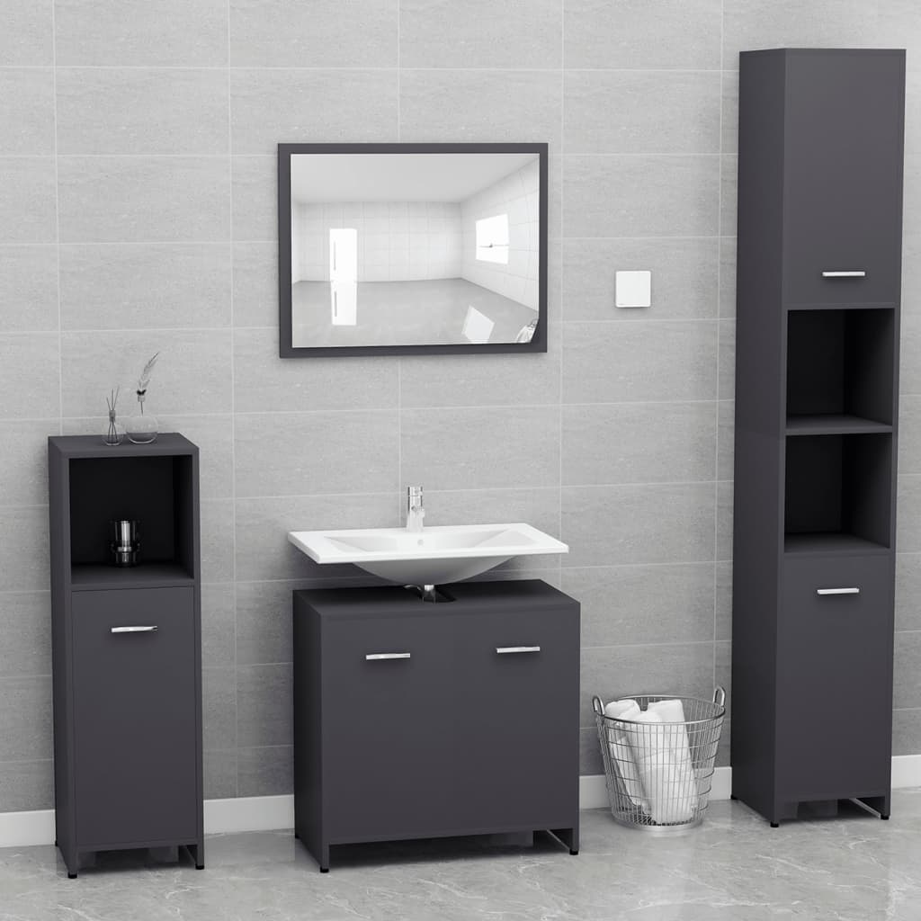 NNEVL Bathroom Furniture Set Grey Chipboard - UrbanNest Co