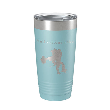 Yellowstone Lake Map Tumbler Travel Mug Insulated Laser Engraved Coffee Cup Wyoming 20 oz - UrbanNest Co