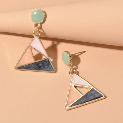Trendy Multi - colored Enamel Triangle Geometric Dangle Party Designer Earrings - UrbanNest Co