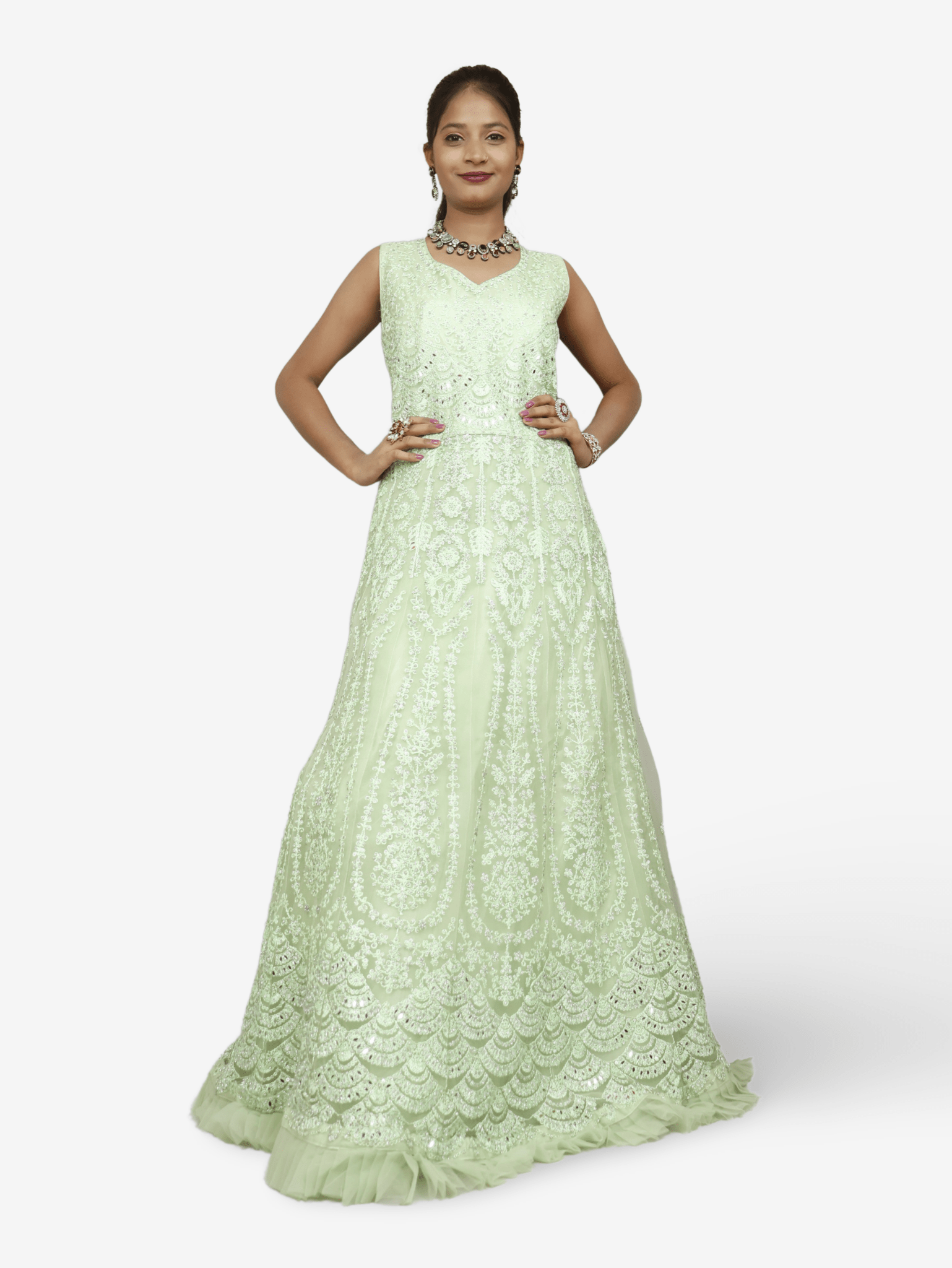 Gown with Thread Work & Stones by Shreekama - UrbanNest Co
