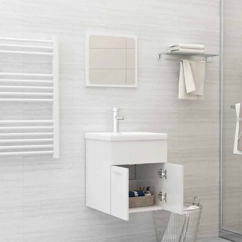 NNEVL Bathroom Furniture Set High Gloss White Chipboard - UrbanNest Co