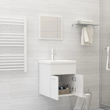 NNEVL Bathroom Furniture Set High Gloss White Chipboard - UrbanNest Co