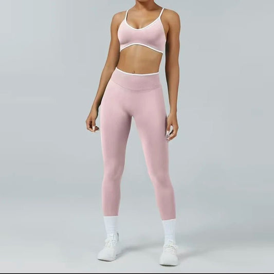2PCS High Waisted Sports Bra Set with Contrasting Small Suspender - UrbanNest Co