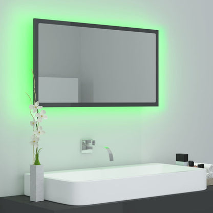 NNEVL LED Bathroom Mirror High Gloss Grey 80x8.5x37 cm Chipboard - UrbanNest Co
