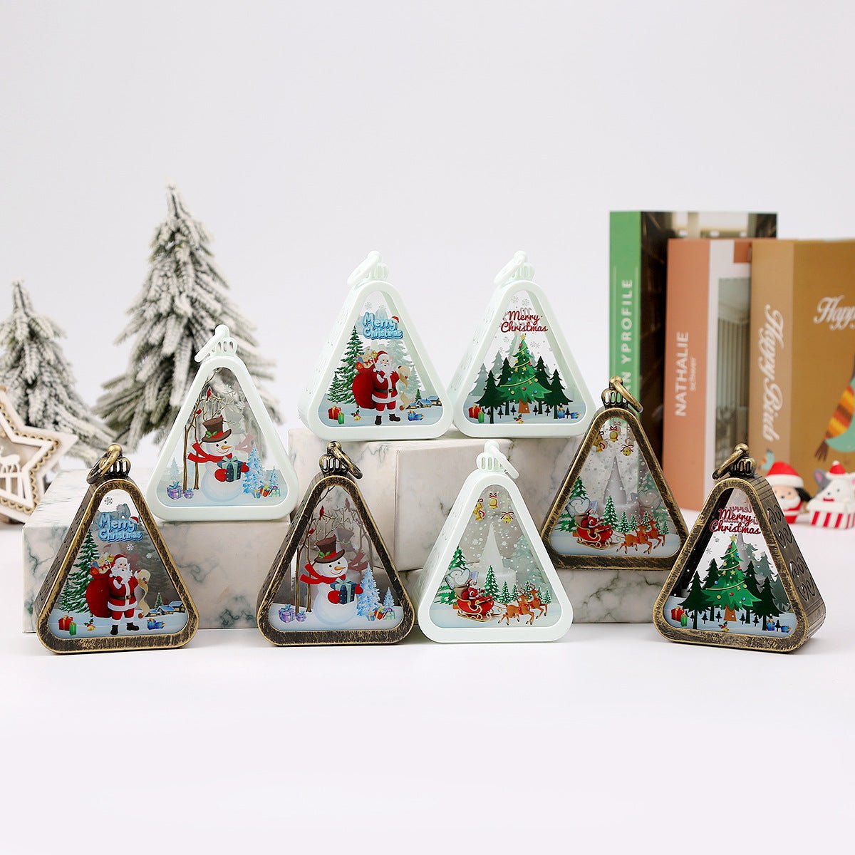 NNEDSZ White Snowman Charming Christmas Scene Mini Lanterns (Set of 3) - Battery Operated LED Lights for a Cozy Holiday Glow - UrbanNest Co