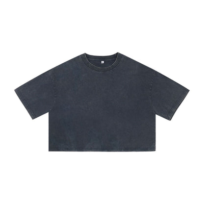 Short women's vintage washed snowflake pure cotton short - sleeve T-shirt - UrbanNest Co